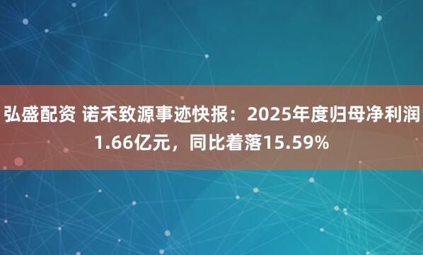 弘盛配资 诺禾致源事迹快报：2025年度归母净利润1.66亿元，同比着落15.59%