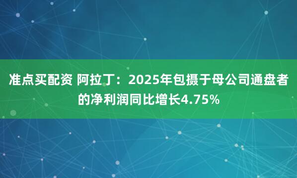 准点买配资 阿拉丁：2025年包摄于母公司通盘者的净利润同比增长4.75%
